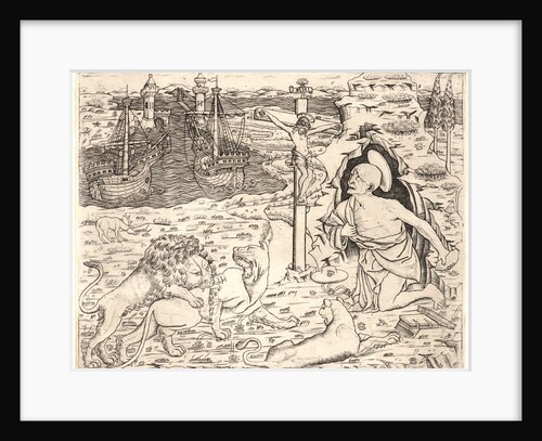St. Jerome in Penitence, with Two Ships in a Harbor, ca. 1460- 1480 by Anonymous