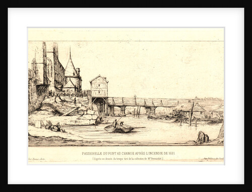 Passerelle du Pont-au-Change apres l'incendie de 1621, 1860 by Charles Meryon