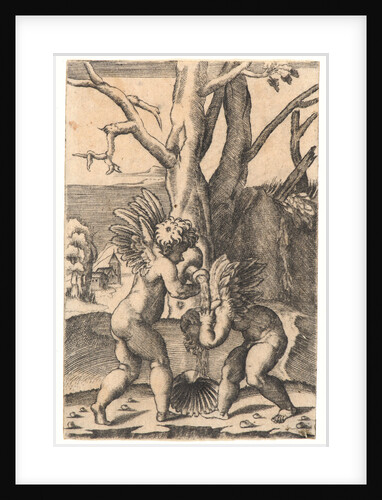 Two Cupids, 16th century by Agostino Musi