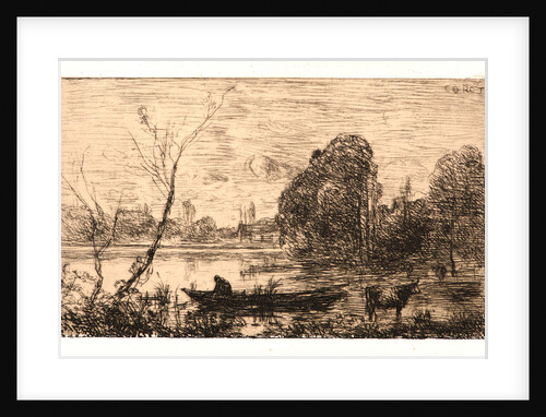 Ville d'Avray: Boatman on Pond (Evening), 1862 by Jean-Baptiste-Camille Corot