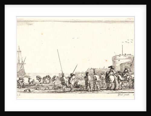 De nombreux soldats attendent sur le rivage, 1644 by Stefano Della Bella