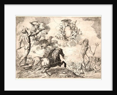 Jupiter, Neptune and Pluto Paying Homage with Their Crowns to Cardinal Borghese, 1642-1643 by Simone Cantarini