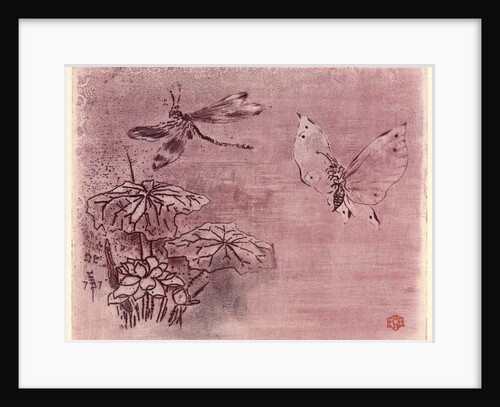 Bookplate with Butterfly and Dragonfly (Ex Libris Papillon et Libellule), 19th century by Félix Hilaire Buhot