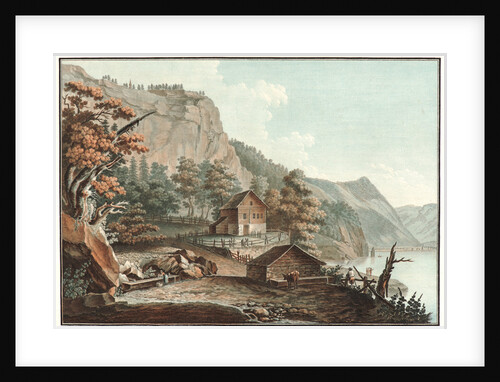 House and a Barn by a Swiss Lake, ca. 1776-1786 by Charles-Melchior Descourtis