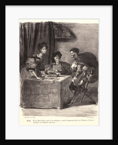 Mephistopheles Presents Himself in Marthe’s Home (Méphistophélès se présente chez Marthe), 1828 by Eugène Delacroix