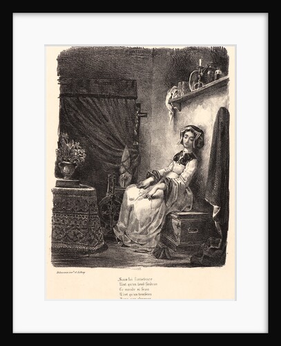 Marguerite at Her Spinning Wheel (Marguerite au rouet), 1828 by Eugène Delacroix