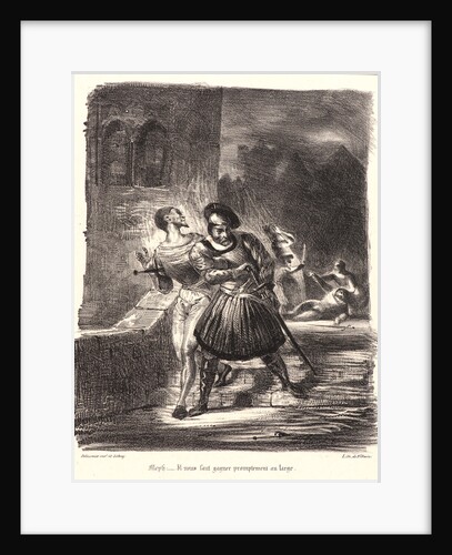 Mephistopheles and Faust Fleeing after the Duel (Méphistophélès et Faust fuyant après le duel), 1828 by Eugène Delacroix