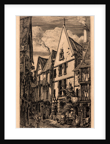 La Rue des Toiles, Bourges, 19th century by Charles Meryon