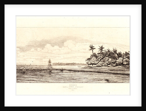 Océania: Fishing, near Islands with Palms in the Uvea or Wallis Group (Océanie: Ilots à Uvea), 1863 by Charles Meryon