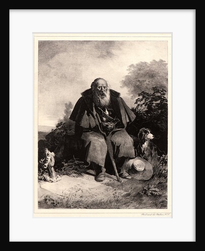 Old Man with Dog, 19th century by Nicolas Toussaint Charlet