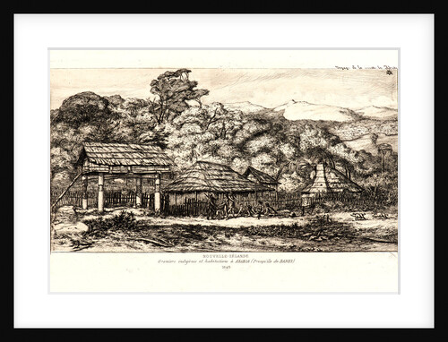 Indigenous Barns and Huts at Akaroa, Banks' Peninsula (Greniers Indigènes et Habitations à Akaroa, Presqu'Ile de Banks), 1845 by Charles Meryon