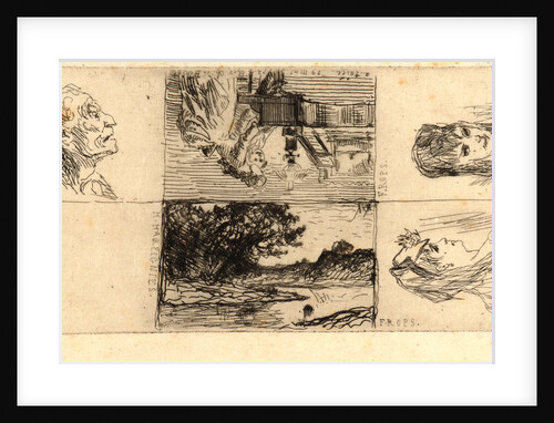 Profile of an Old Man (Essai d'eau forte), ca. 1870 by Honoré Daumier