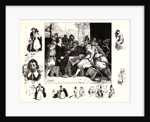 Fighting 17th Century-Soldiers in a Tavern, 19th century by Nicolas Toussaint Charlet