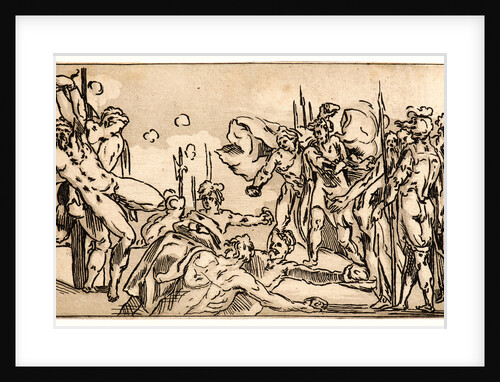 Stoning of Two Figures Tied to a Stake, 18th century by Anonymous