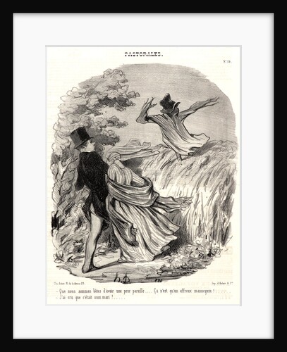 We are stupid to be so afraid—it is nothing but a horrible scarecrow—I thought it was my husband by Honoré Daumier