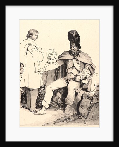Wounded Grenadier of the Imperial Guard Talking to a Peasant and Two Children, ca. 1830 by Nicolas Toussaint Charlet