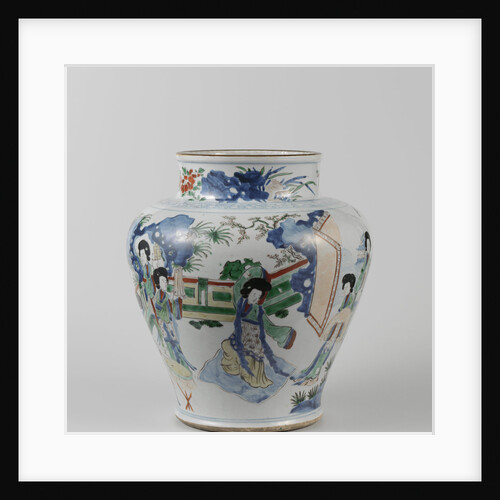 Big polychrome balusterpot with music-making ladies by Anonymous