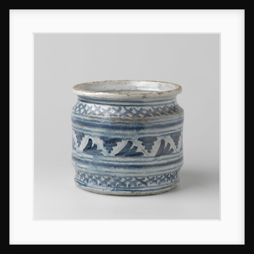 Painted blue with checkered ties with fan-shaped leaf motifs. by Anonymous