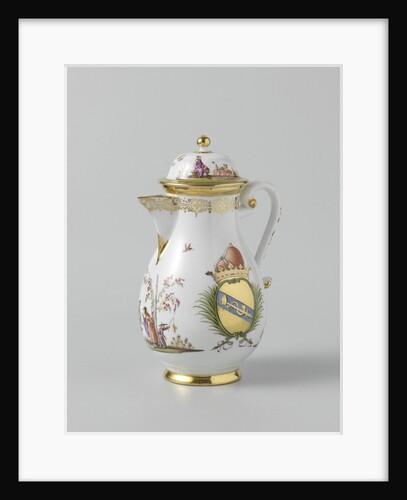 Coffeepot with lid, multicolor painted with chinoiserie and the arms of the Venetian family Morosini by Anonymous