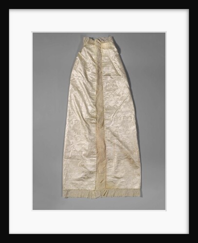 Baptism Robe of cream-colored silk damask and lined with cream-colored Chinese silk, trimmed with a strip of Binche Lace by Anonymous