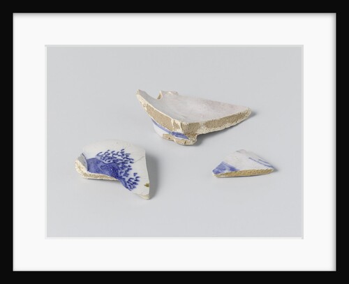 Fragment, three pieces, of a blue painted vase by Anonymous