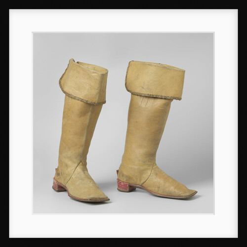 Knee High Boot from yellow cow leather, with gold braid deposed cover the top of the shaft by Anonymous