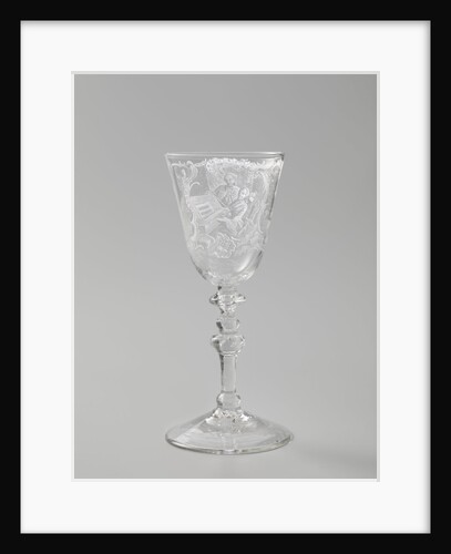 Wine glass with a woman behind a spinet by Anonymous