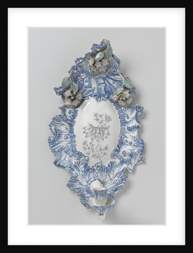 Oval applique wall arm with polychrome painted faience by Anonymous