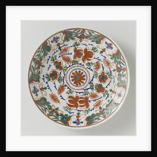 Plate polychrome faience painted with flower decoration by Anonymous
