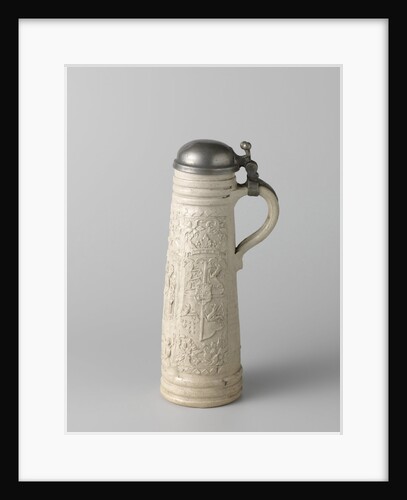 Stoneware decorated with biblical scenes and a weapon by Monogrammist LW
