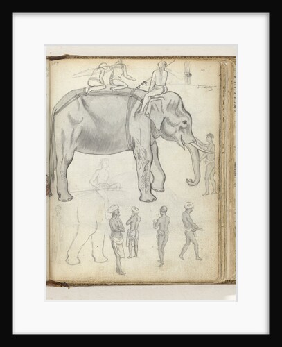 Sinhalese on elephant. Several Sinhalese by Jan Brandes