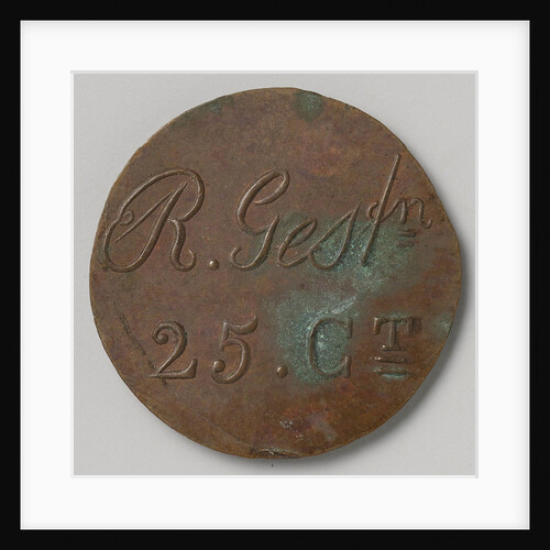 Rijksgestichten Ommerschans and Veenhuizen, home currency beaten by order of the Charity Society worth 25 cents by Anonymous
