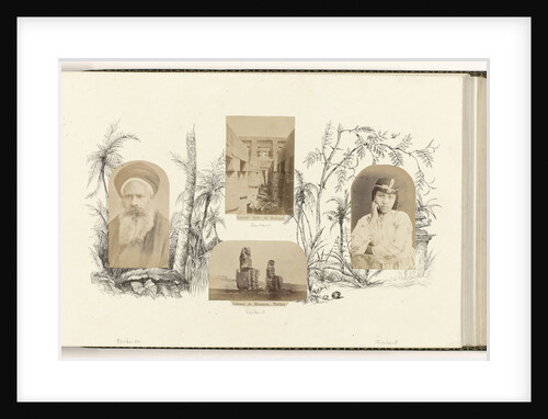 Egypt, girl portrait with her cap bordered by drawing flora by Anonymous