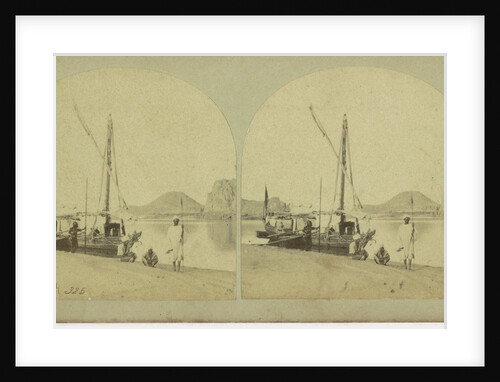 Traveller's Nile Boat or Dahabeeh with Nubian scenery and figures, or Dahabeeh by Anonymous
