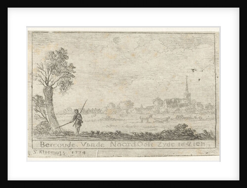 View of the village Bercoude, with links to the foreground a fisherman at a pollard willow by Simon Klapmuts