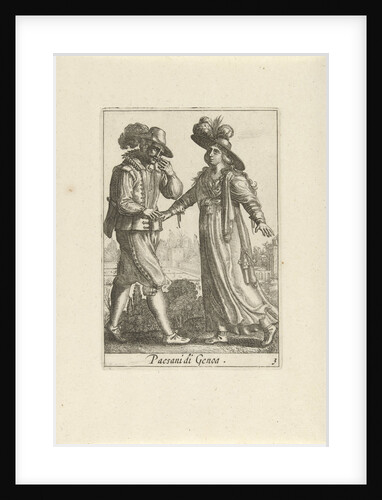 Farmer Couple dressed according to the Genoese fashion, Anonymous by Johannes Covens en Cornelis Mortier Pieter Lastman