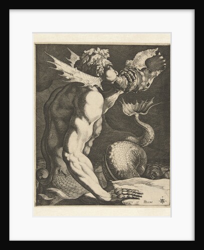 A triton blowing a conch, Jacob de Gheyn (III) by Hendrick Hondius I