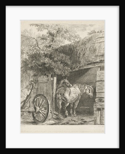 Two horses in a barn, Pieter Gerardus van Os by Paulus Potter