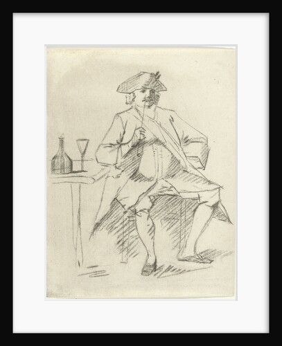 Man with a pipe sitting at a table, Cornelis van Noorde by Cornelis Troost