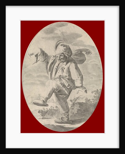 Dancing farmer with a sausage, Nicolaes van Lijnhoven, Andries Both, 1622 - before 1702 by Nicolaes van Lijnhoven and Andries Both