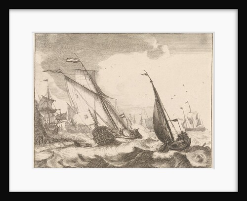 Ships at sea, Frederik Ottens by Ludolf Bakhuysen