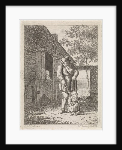 Farmer with child on leash by Johannes Christiaan Janson