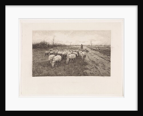 Shepherd with flock of sheep by Elias Stark