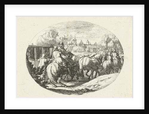 Army and carriages move to town, Jan van Huchtenburg by Adam Frans van der Meulen