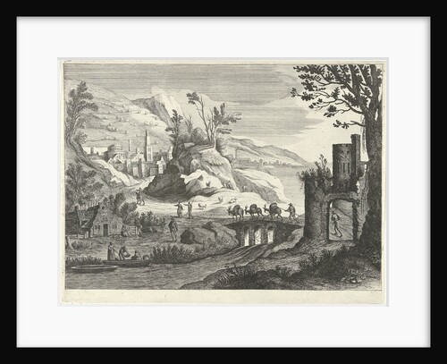 Italian landscape with face on a city, Willem van de Lande by Adriaen van Nieulandt I