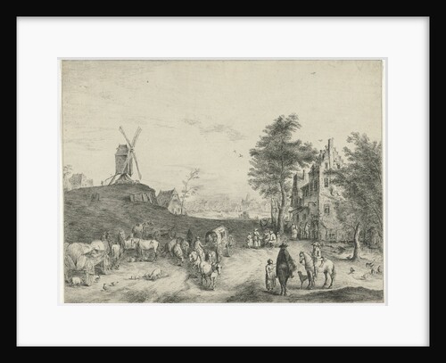 Village with inn and windmill, S. Le Masurier by Jan Brueghel II