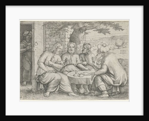 Abraham receives the three angels by Cornelis Massijs