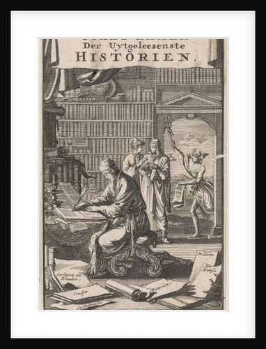 Scholar writing in his study, Jan Luyken by Jan Claesz ten Hoorn