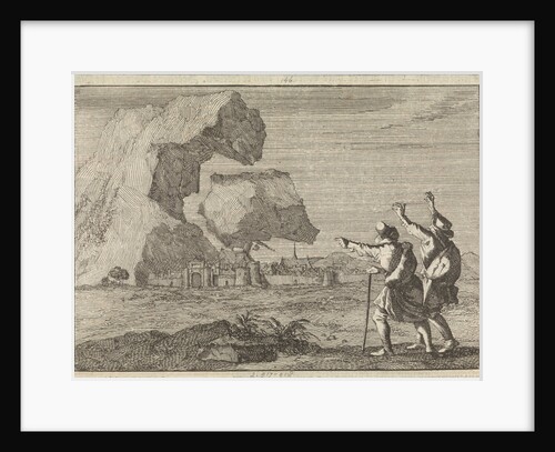 Salzburg is destroyed by a crashing mountain, 1669 by Pieter van der Aa I