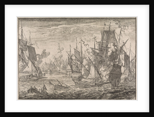 Battleship between Turkish warships and the ships of the Knights of Malta by Johann David Zunnern